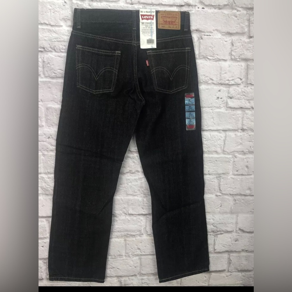 NEW Levis 505 Straight Fit Jeans Mid Rise Dark Blue Youth Sz 14 - 27 x 27